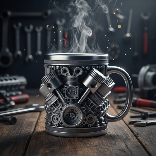3D Engines - designed Stainless Steel Mug. Ideal for coffee/beer, a fun home & office drinking accessory.