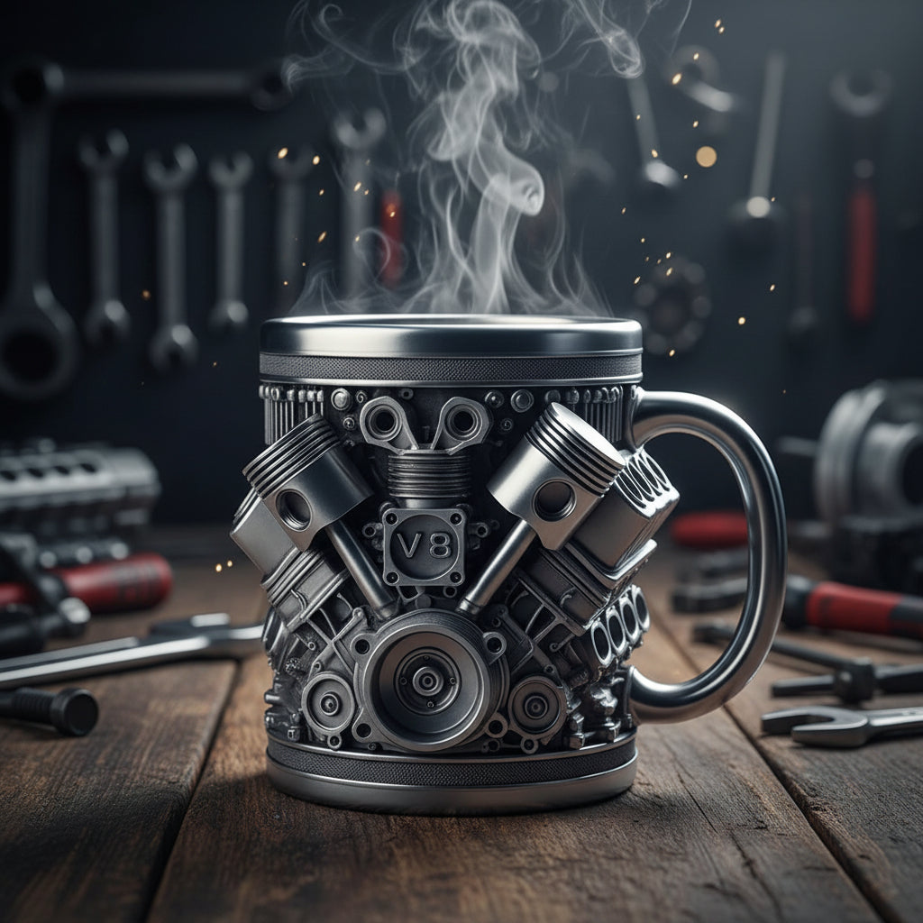 3D Engines - designed Stainless Steel Mug. Ideal for coffee/beer, a fun home & office drinking accessory.
